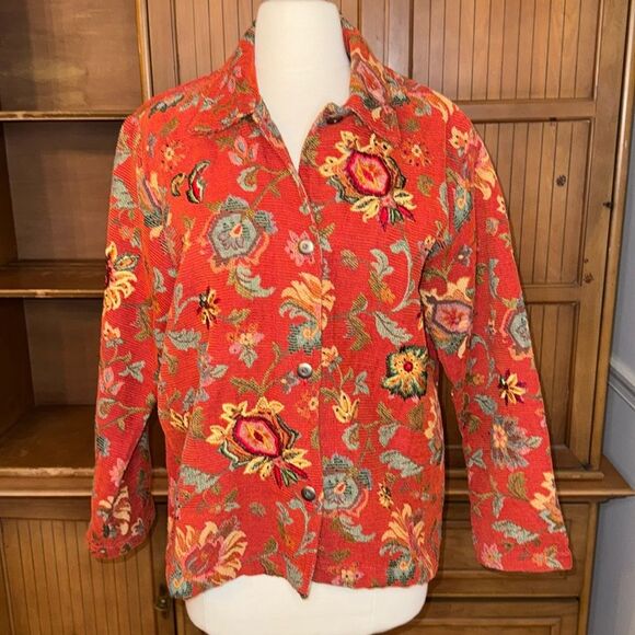 Chico's Floral Jacket, Size 1, Size 8 - Picture 1 of 10